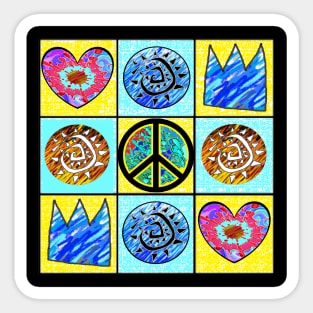 Peace, Love, Art and Hearts Sticker